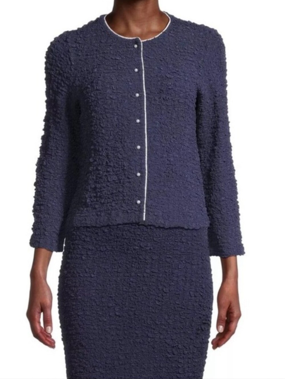 Frances Valentine Darling Popcorn Cardigan and Bonnie  Skirt  with Pearl Buttons